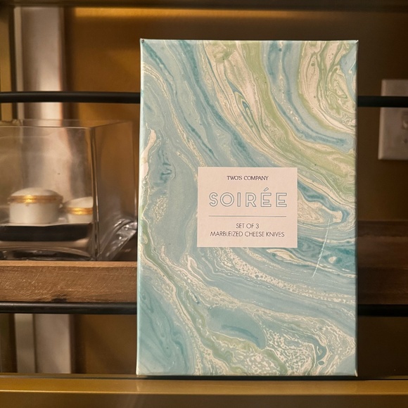 Set of 3 Aqua Swirl Handle Cheese Knives Set - Picture 3 of 4